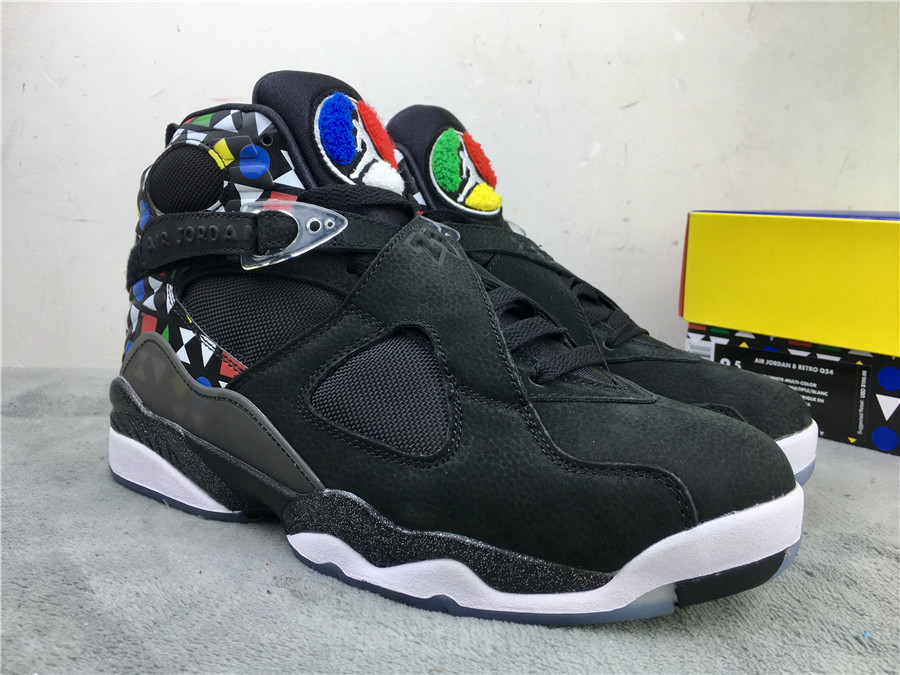 2019 Air Jordan 8 Quai 54 Black Colorful Grey Shoes - Click Image to Close